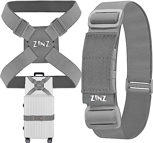 2-Pack Elastic Luggage Straps with Suitcase Bungee, Adjustable Bag Belt