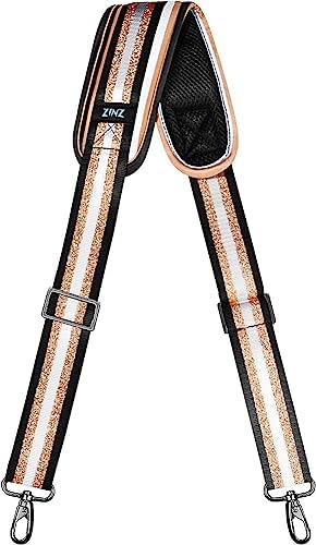 57" Adjustable Bag Straps Replacement with Thick Fixed Pad, Black Gold