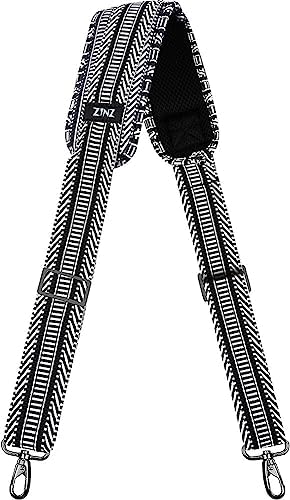 57" Adjustable Bag Straps Replacement with Thick Fixed Pad, Black&White