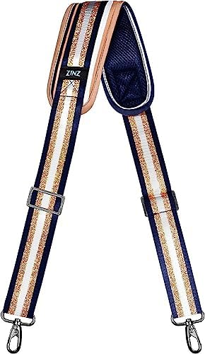 57" Adjustable Bag Straps Replacement with Thick Fixed Pad, Blue Gold