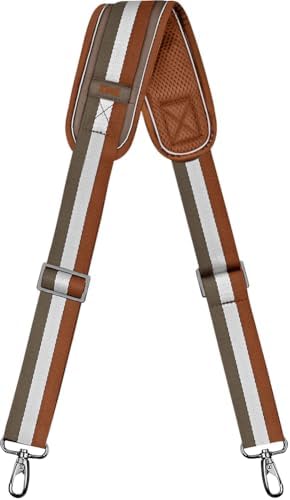 57" Adjustable Bag Straps Replacement with Thick Fixed Pad, BrownWGray