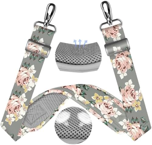 60" Universal Shoulder Strap with Thick Fixed Pad, Gray Flower