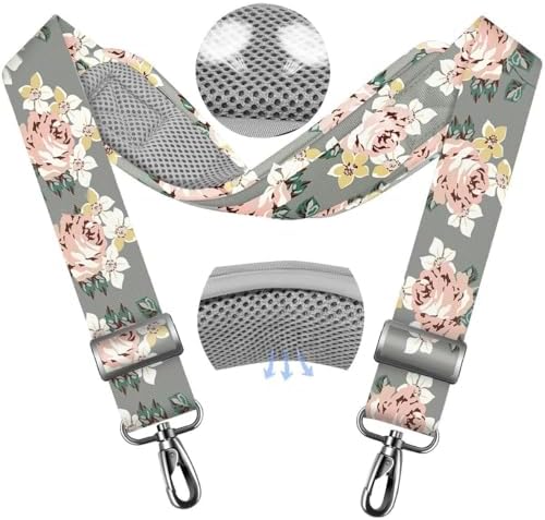 79.5 Inch Shoulder Strap, Gray Flower