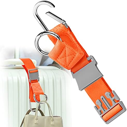 Elastic Jacket Gripper Travel Strap with D-Ring Hooks and Buckle, Light Orange