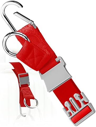 Elastic Jacket Gripper Travel Strap with D-Ring Hooks and Buckle, Cinnabar