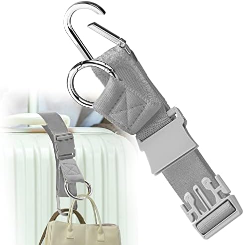 Elastic Jacket Gripper Travel Strap with D-Ring Hooks and Buckle, Silver Gray