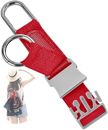 Elastic Jacket Gripper Travel Strap with D-Ring Hooks & Buckle, Red