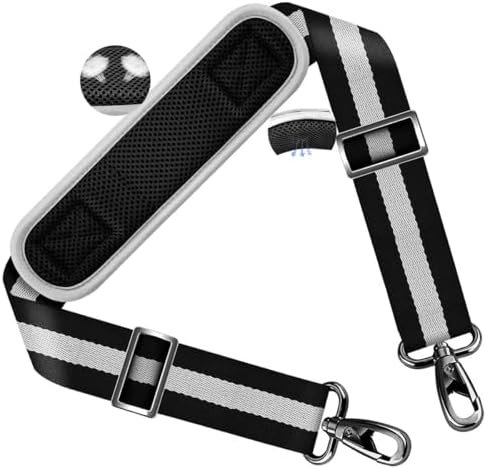 Shoulder Strap 58" with Thick Fixed Pad, Stripes-BkWBk